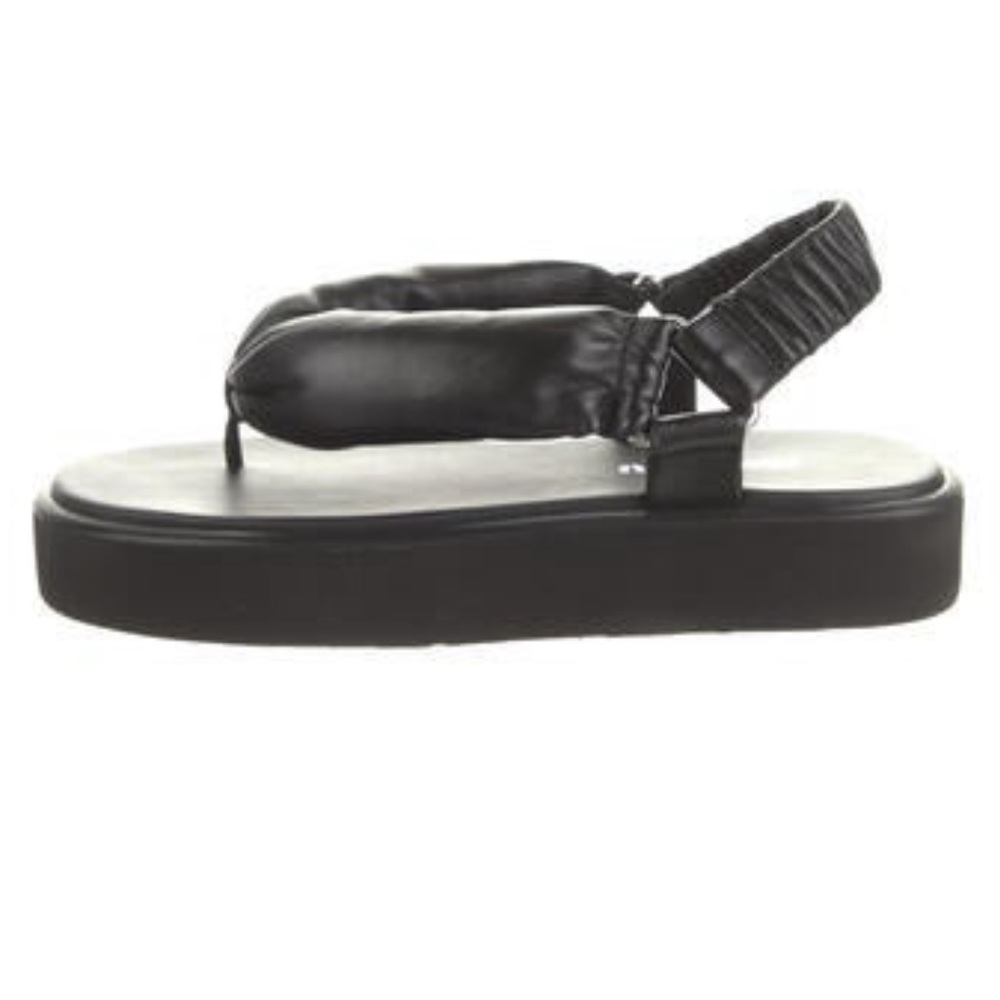 NIB Miu Miu Black Leather Slingback Thong Platform Sandal 38.5 - Picture 4 of 9